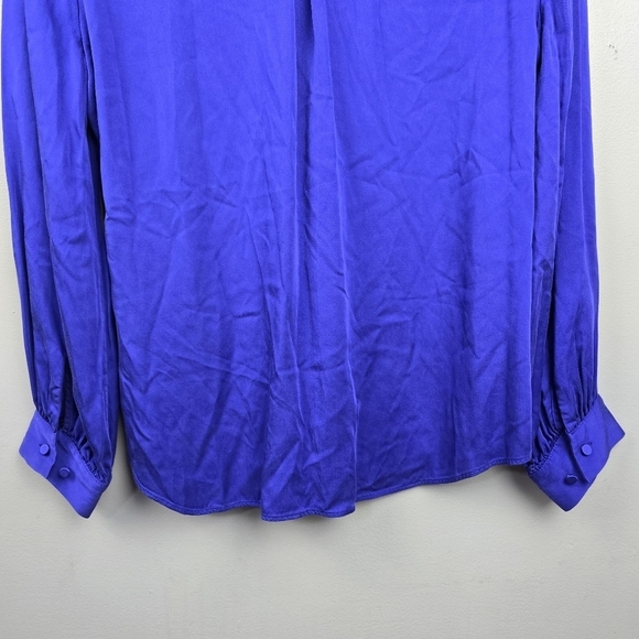 CHICO'S Sandwashed Satin Ruffle Blouse‎ Purple Women's Size 1 (8/10 M) - Picture 11 of 16